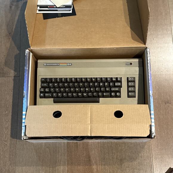Vintage Commodore 64 Personal Computer with Original Box & Cables tested WORKING
